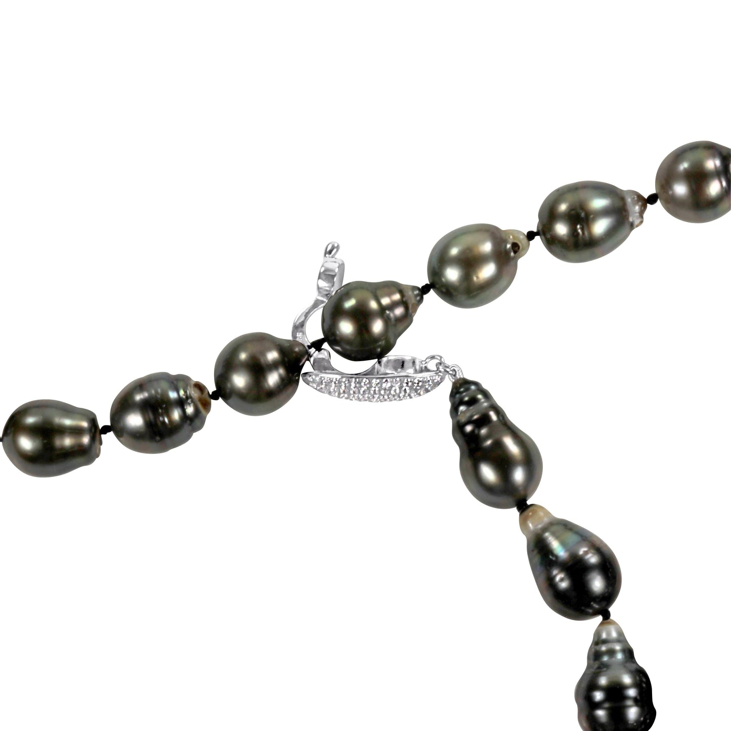Michiko 8-10mm Tahitian Pearl & 12.5-13mm Black Cultured Freshwater Pearl Lariat Necklace