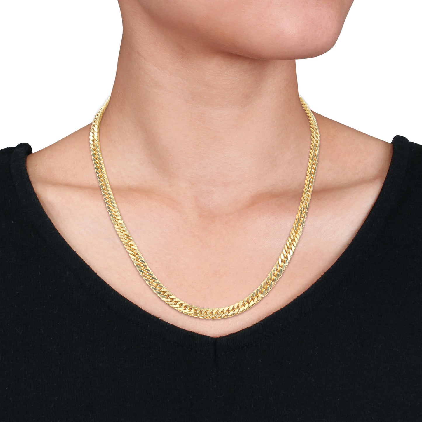 18k Yellow Gold Plated Curb Link Chain in 5.7mm