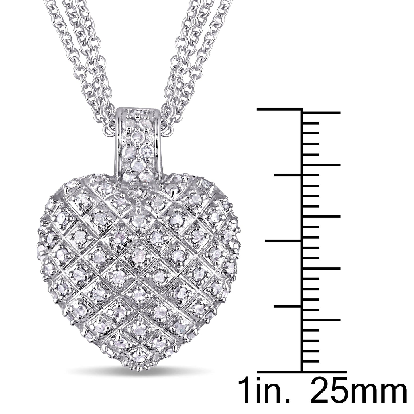 1ct Diamond Heart Necklace in Sterling Silver