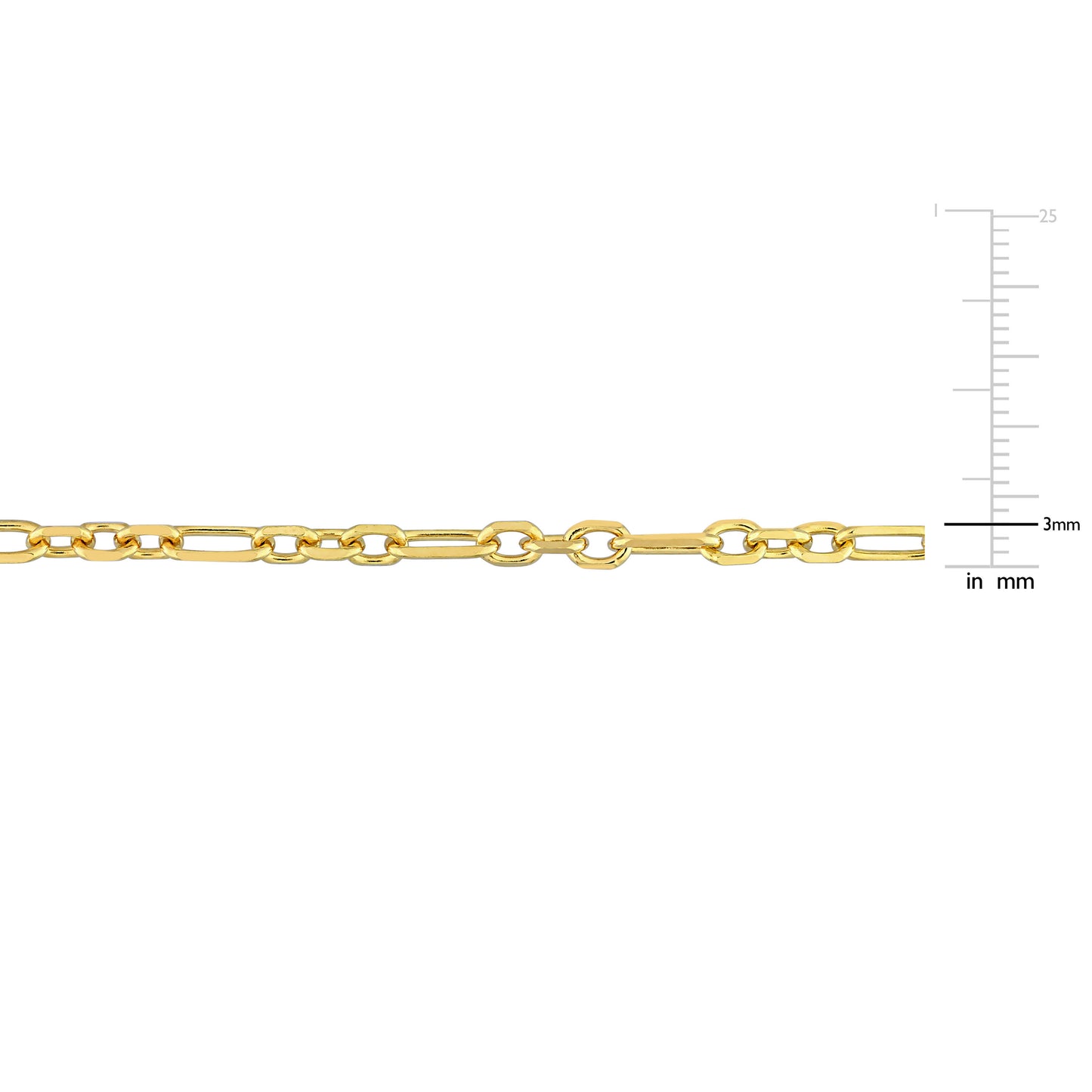18k Yellow Gold Plated Figaro Chain in 3mm