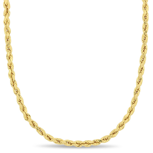 10k Yellow Gold Rope Chain in 3mm