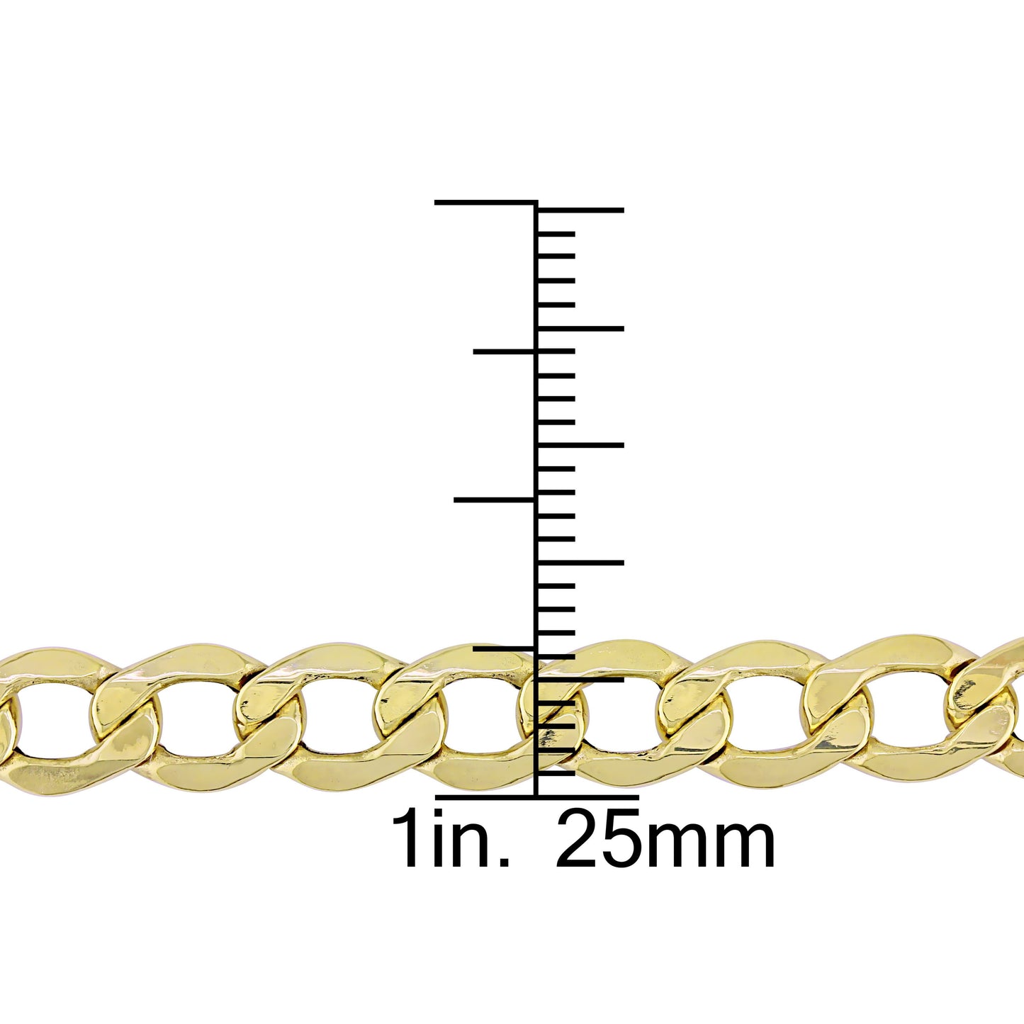 10k Yellow Gold Semi-Solid Curb Chain