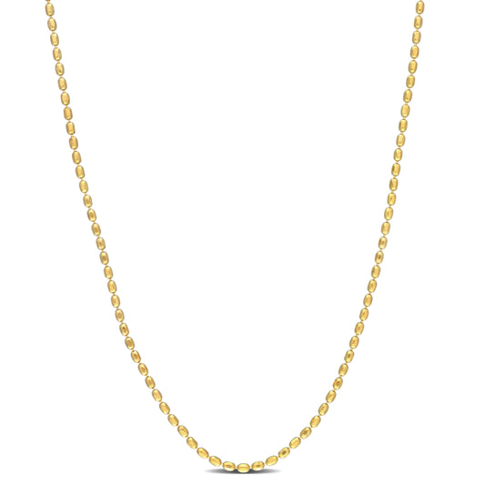 18k Yellow Gold Plated Oval Bead Chain in 1.5mm