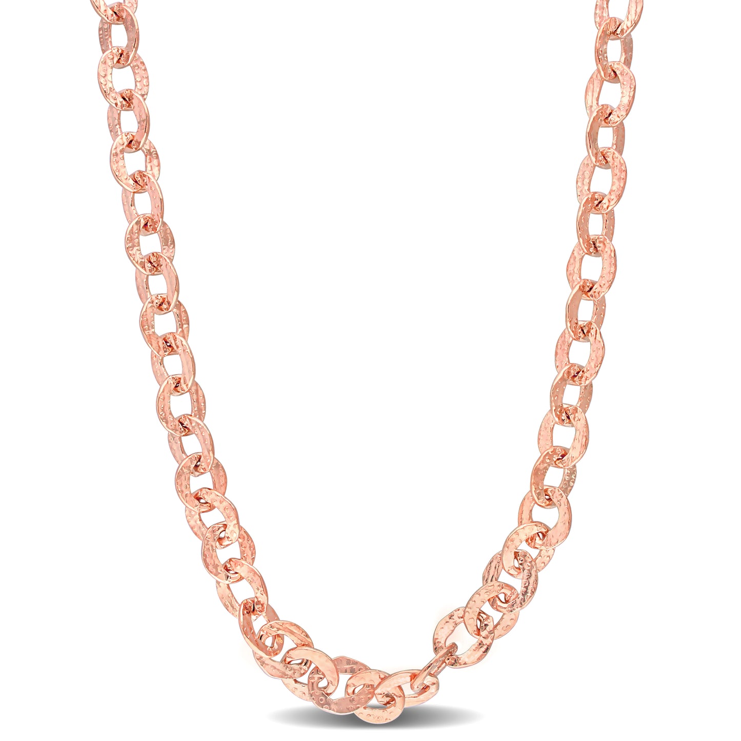 18k Rose Gold Plated Textured Rolo Chain in 8.7mm