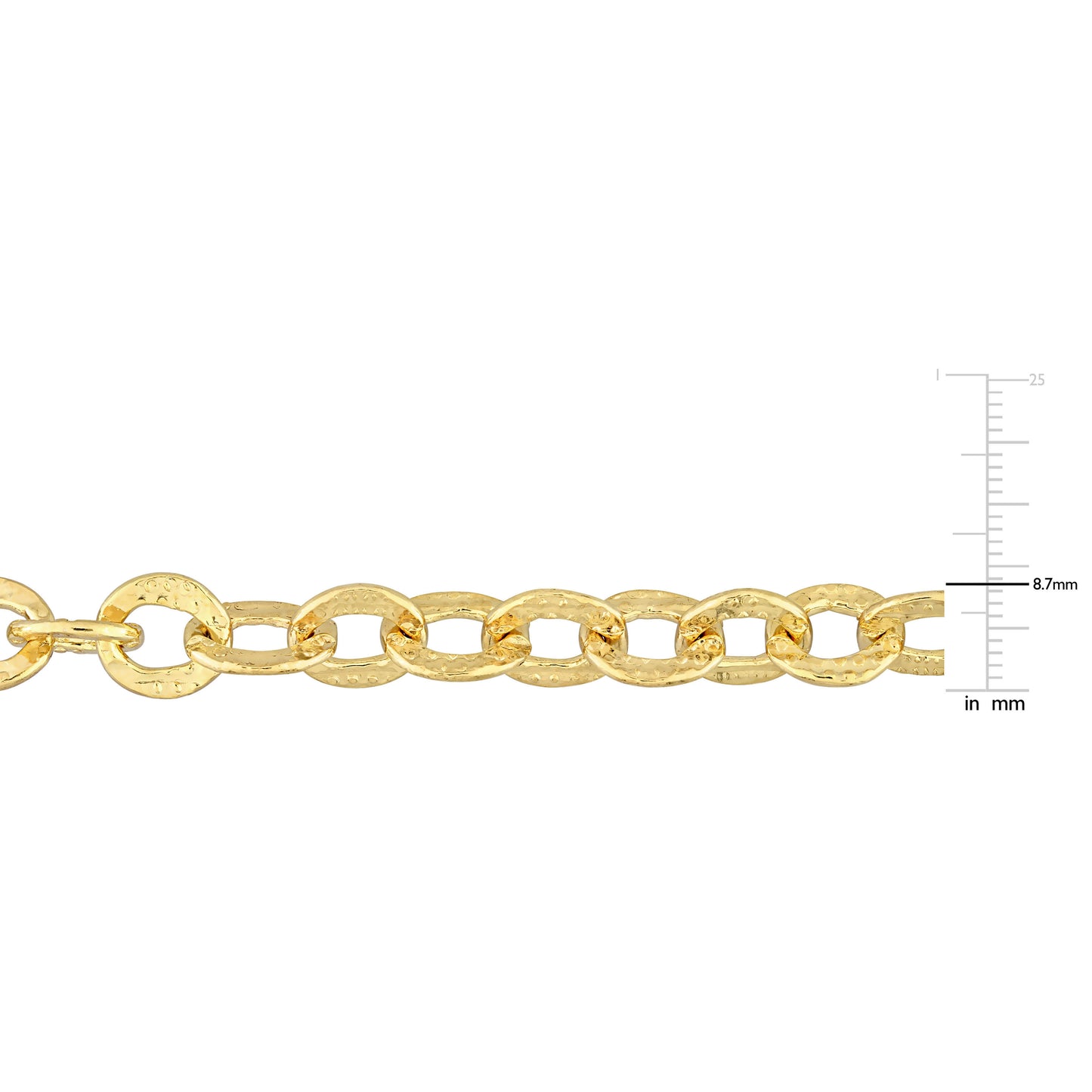 18k Yellow Gold Plated Textured Rolo Chain in 8.7mm