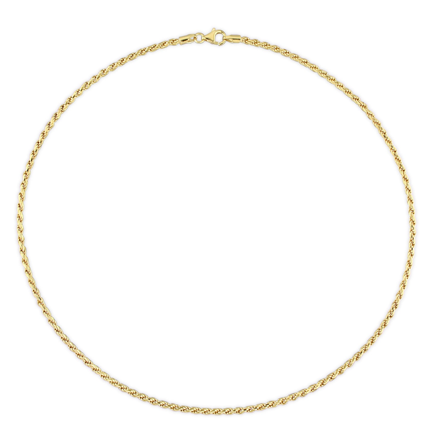 18k Yellow Gold Plated Rope Chain in 2.2mm