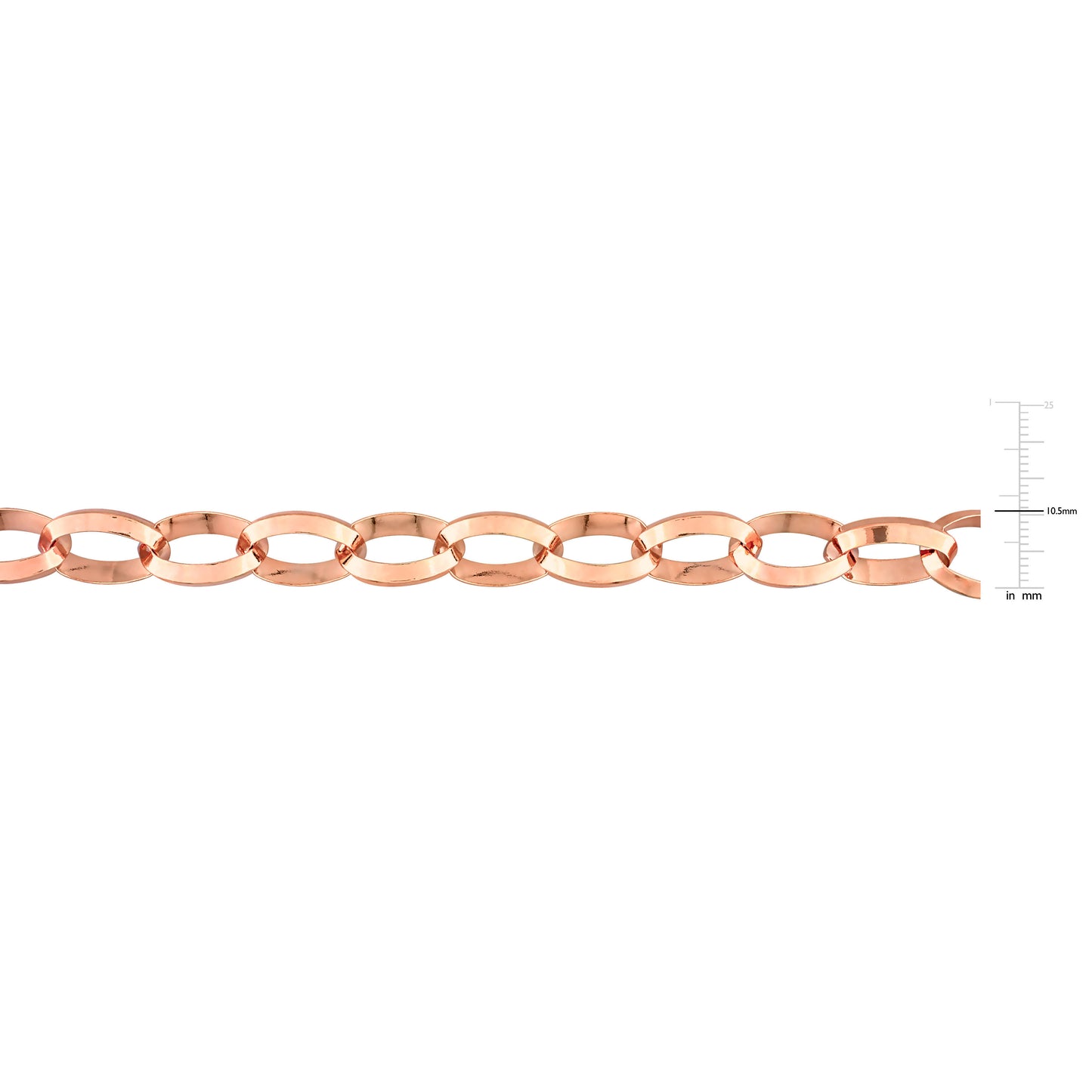 18k Rose Gold Plated Rolo Chain in 10.5mm