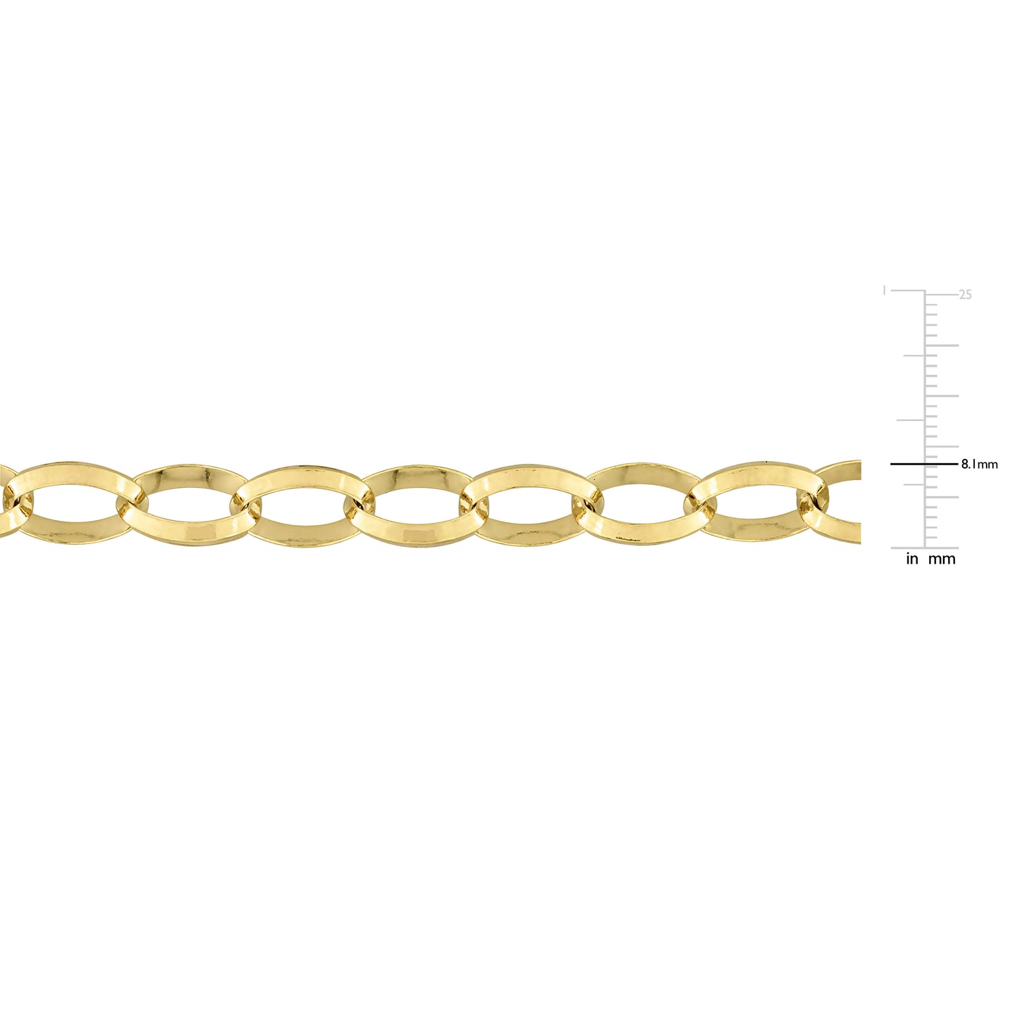 18k Yellow Gold Plated Rolo Chain in 8.1mm