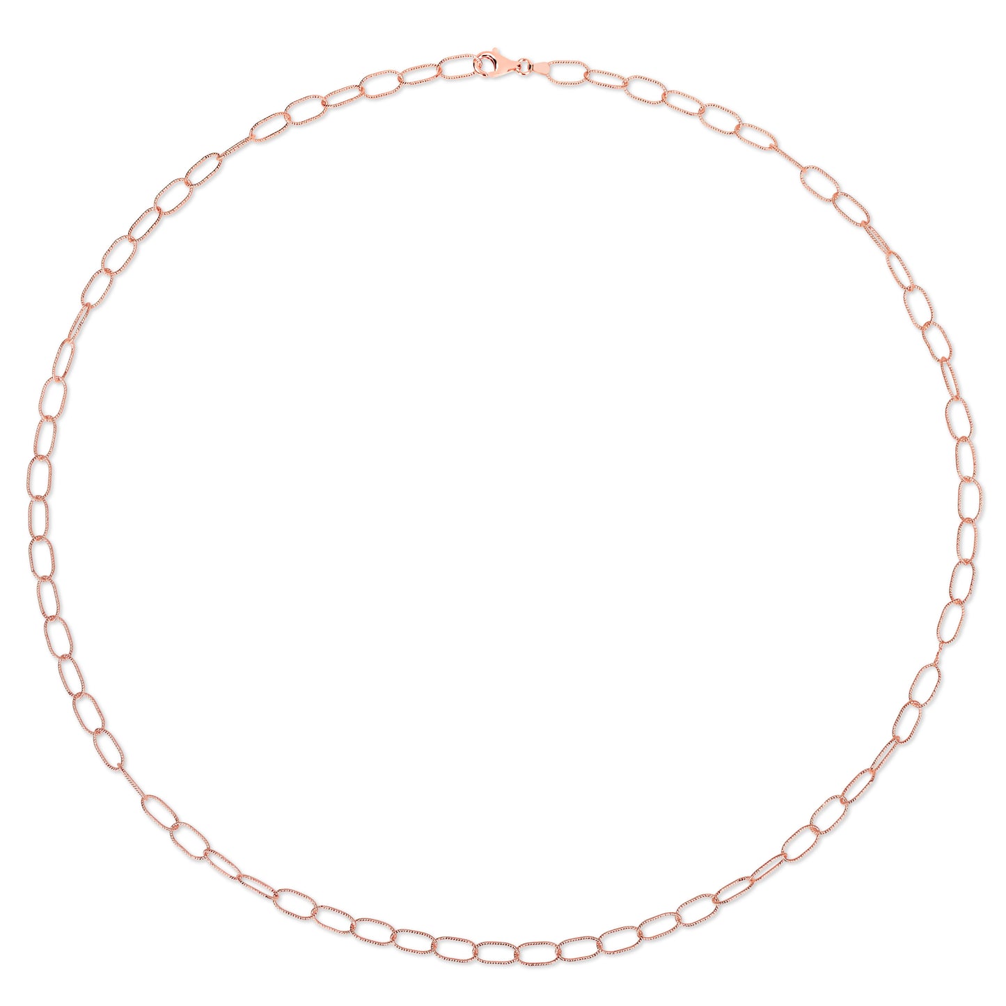 18k Rose Gold Plated Cable Rolo Chain in 6.5mm