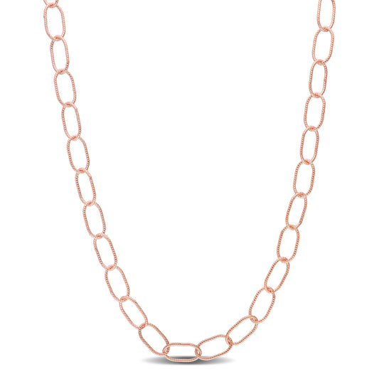 18k Rose Gold Plated Cable Rolo Chain in 6.5mm