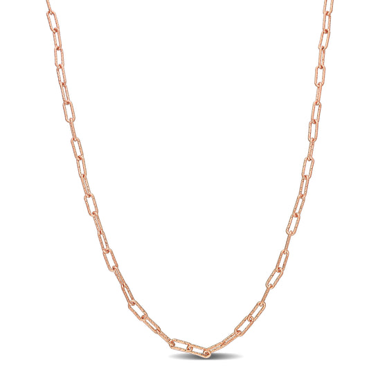 18k Rose Gold Plated Textured Paperclip Chain in 3.7mm