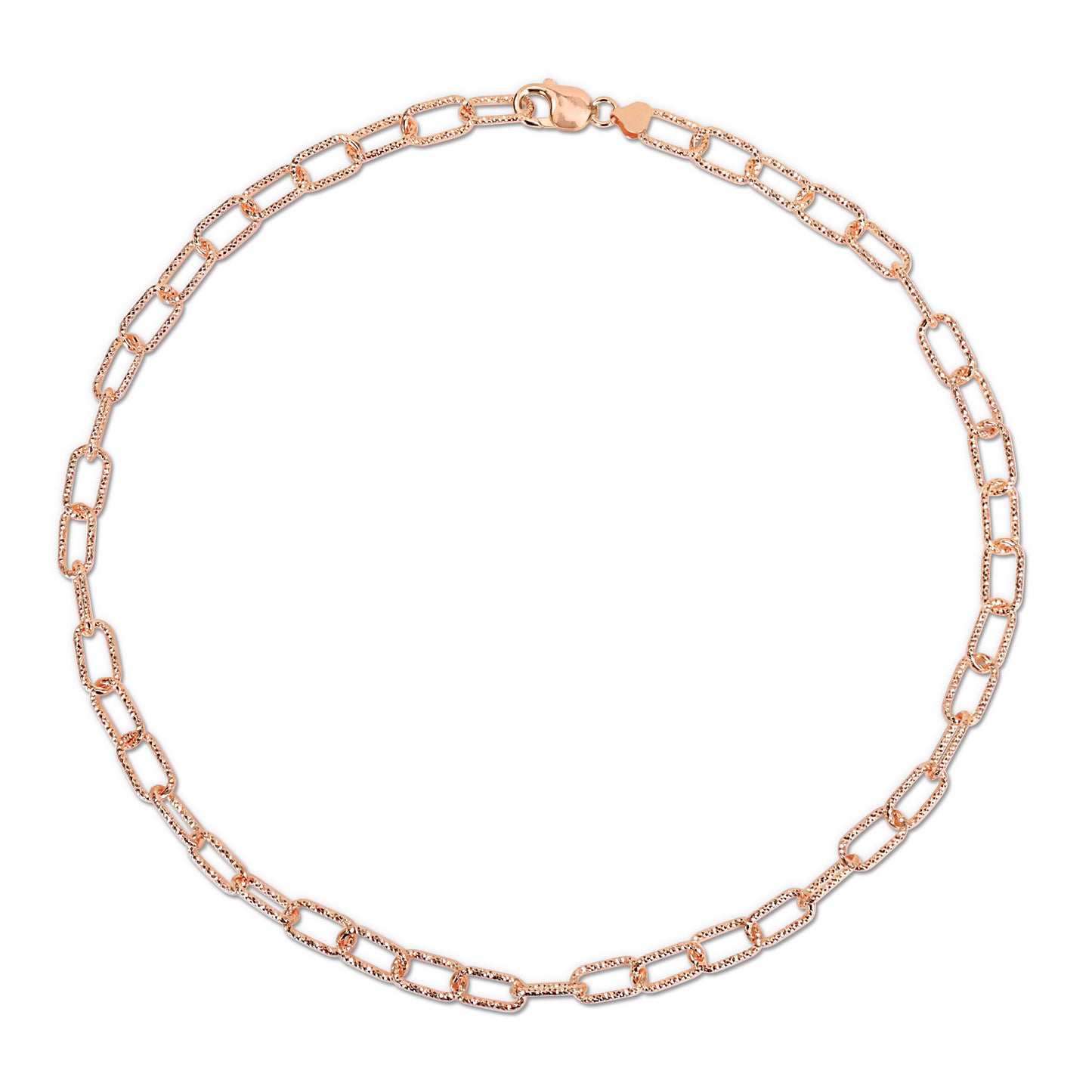 18k Rose Gold Plated Textured Paperclip Chain in 9.1mm