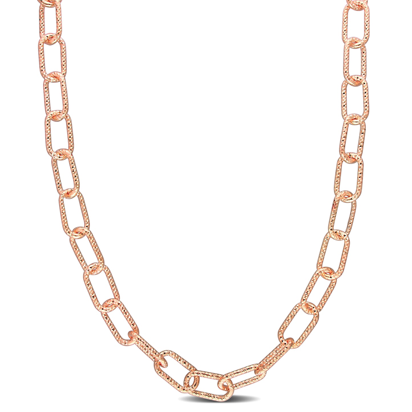 18k Rose Gold Plated Textured Paperclip Chain in 9.1mm