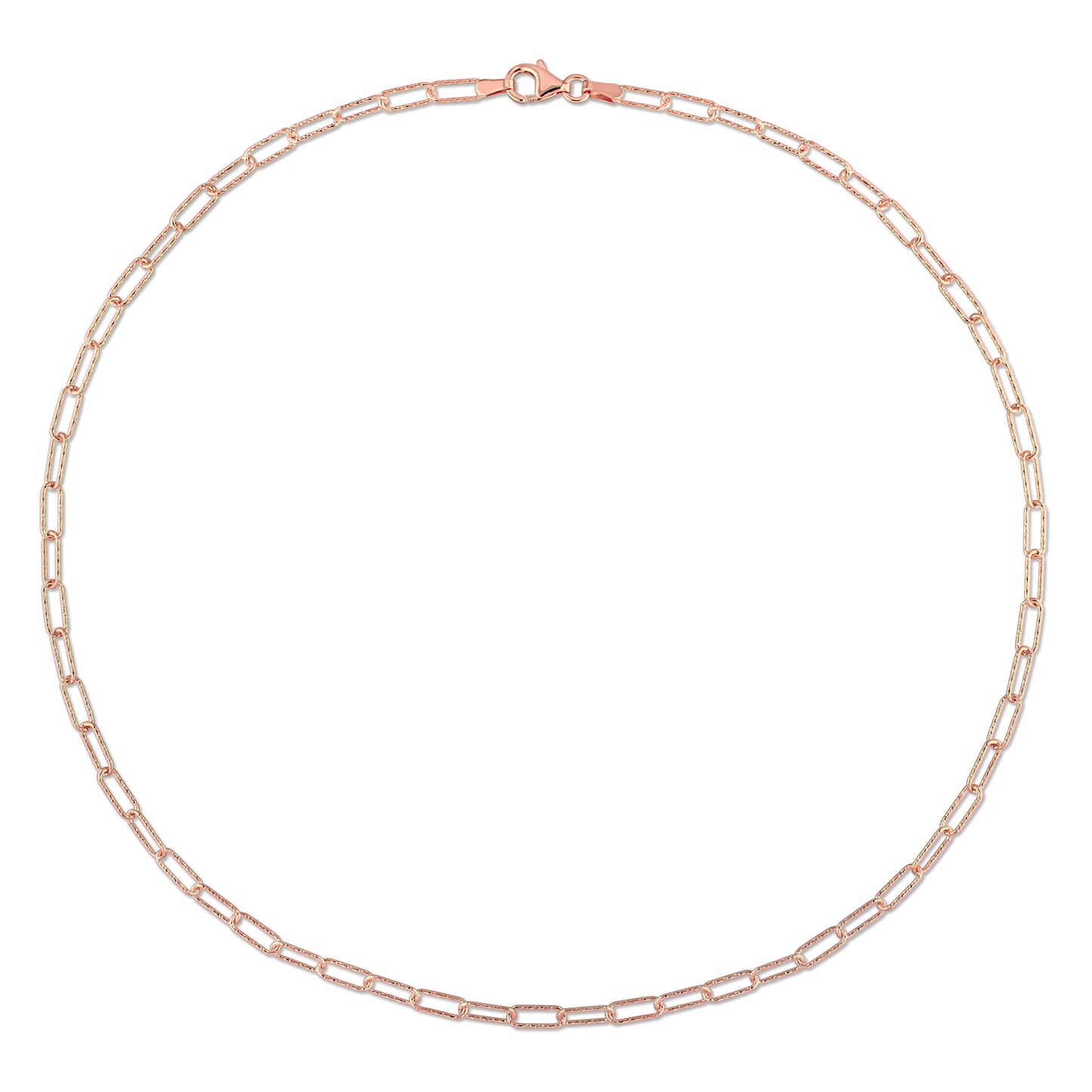 18k Rose Gold Plated Textured Paperclip Chain in 3mm