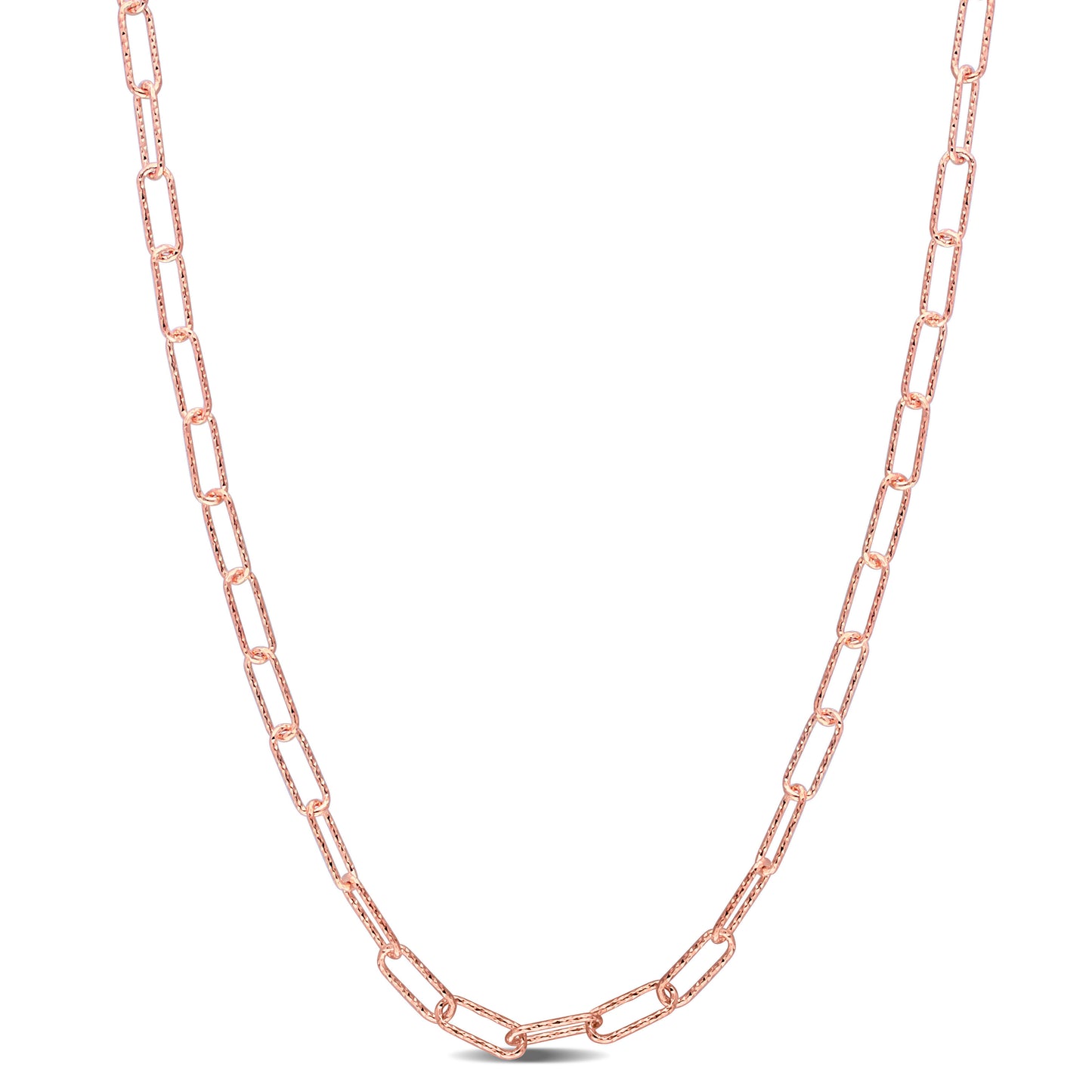 18k Rose Gold Plated Textured Paperclip Chain in 3mm