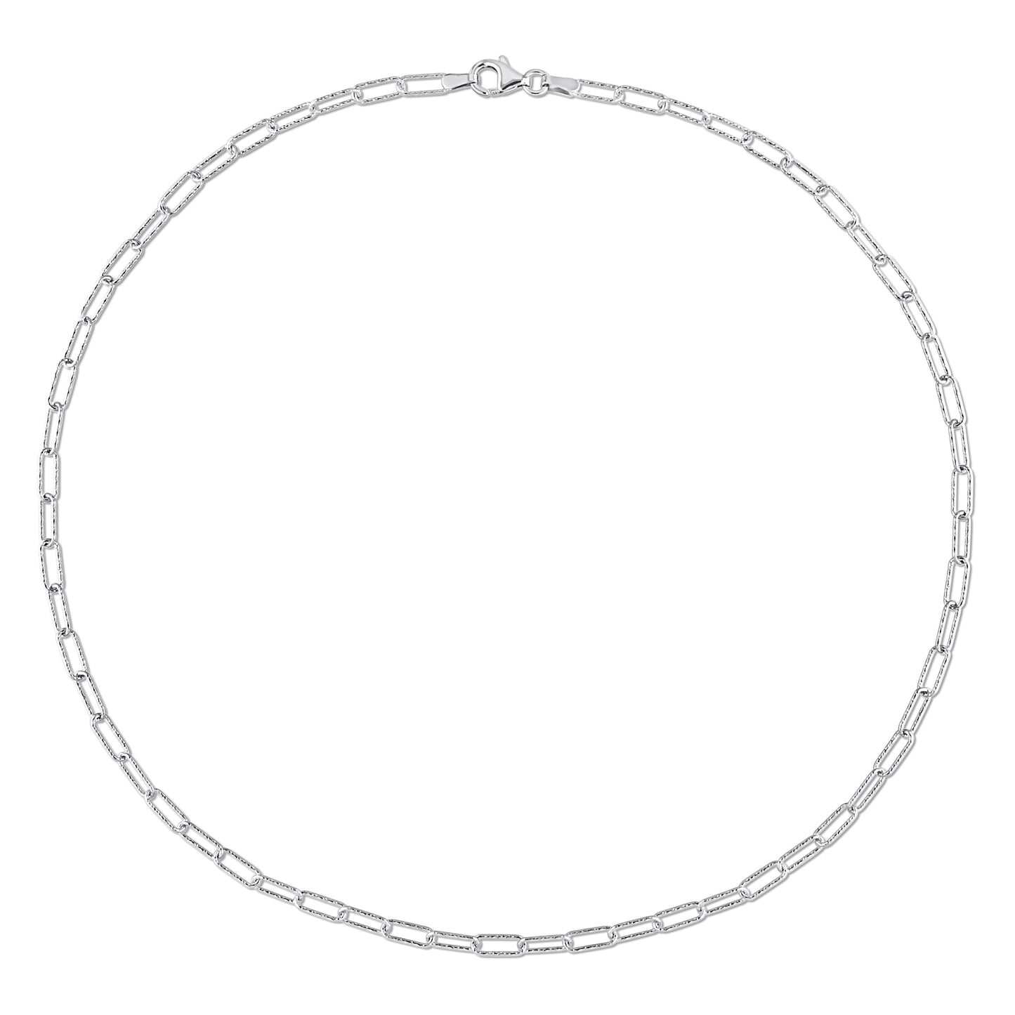 Sterling Silver Textured Paperclip Chain in 3mm