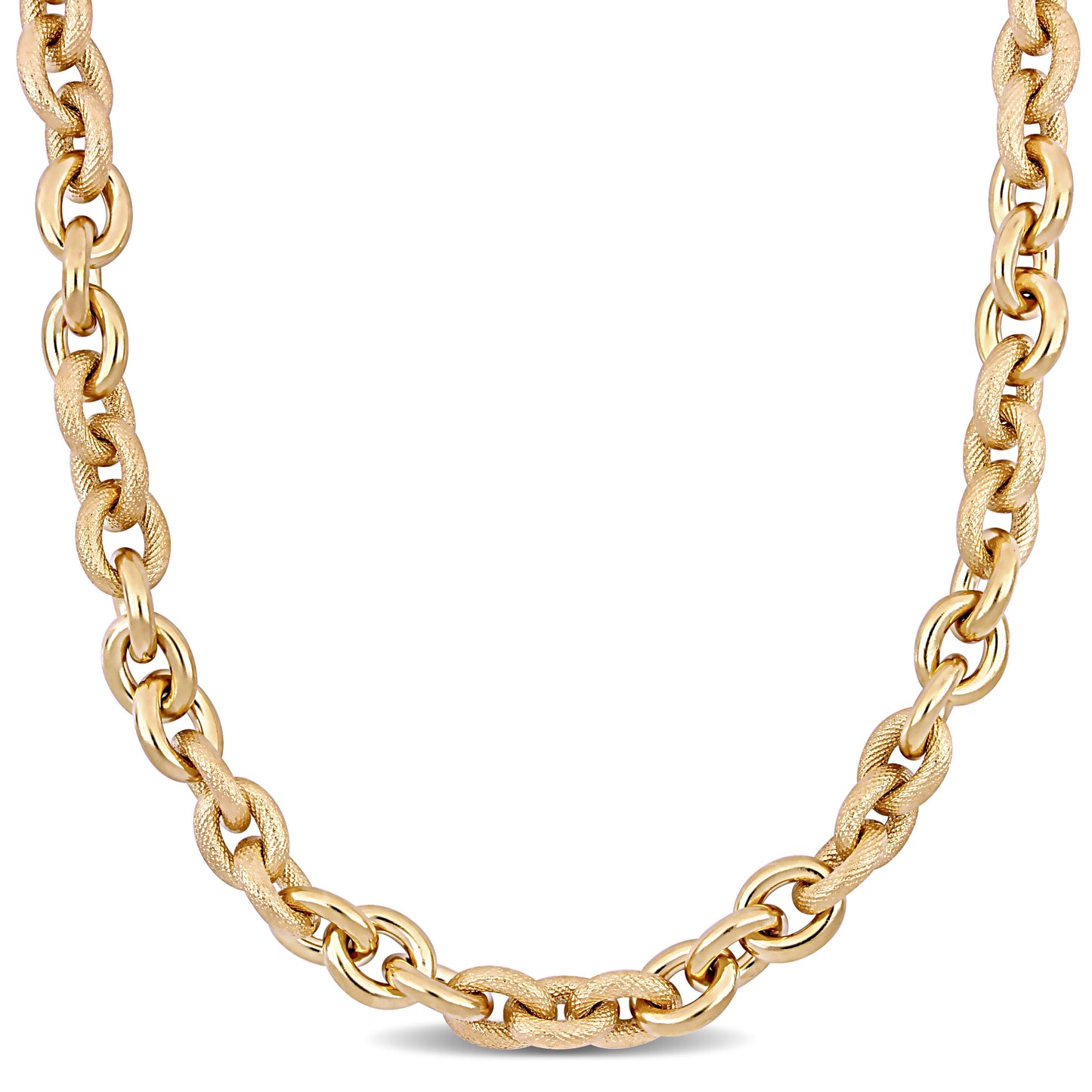 Oval Link Textured Chain in Yellow Silver