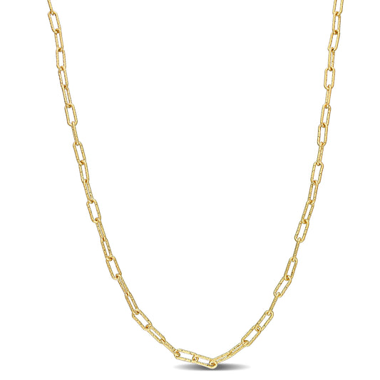 18k Yellow Gold Plated Textured Paperclip Chain in 3.7mm