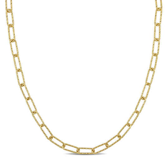 Paperclip Textured Chain in Yellow Gold 3.5mm