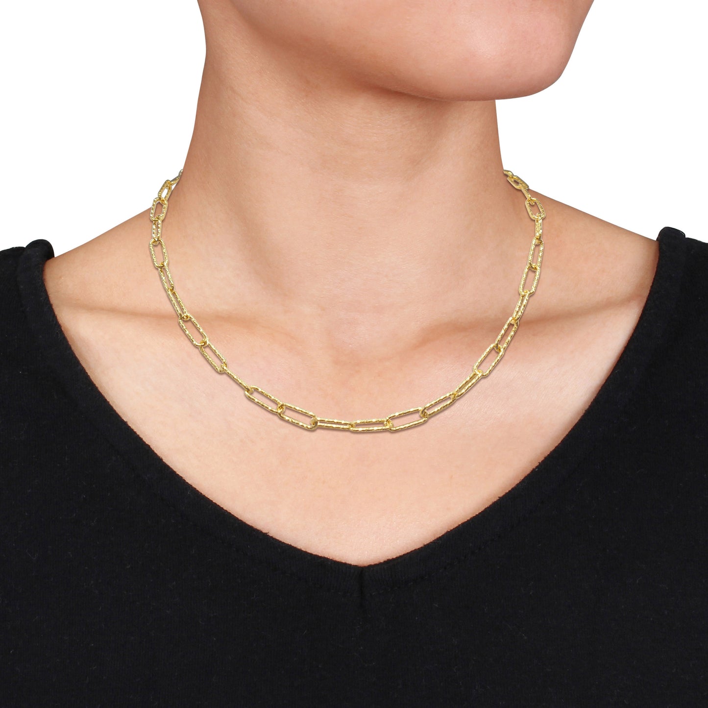Paperclip Textured Chain in Yellow Gold 5mm