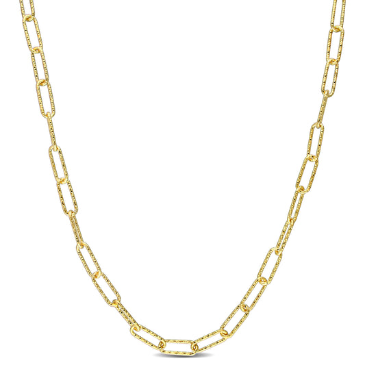 18k Yellow Gold Plated Textured Paperclip Chain in 5.1mm