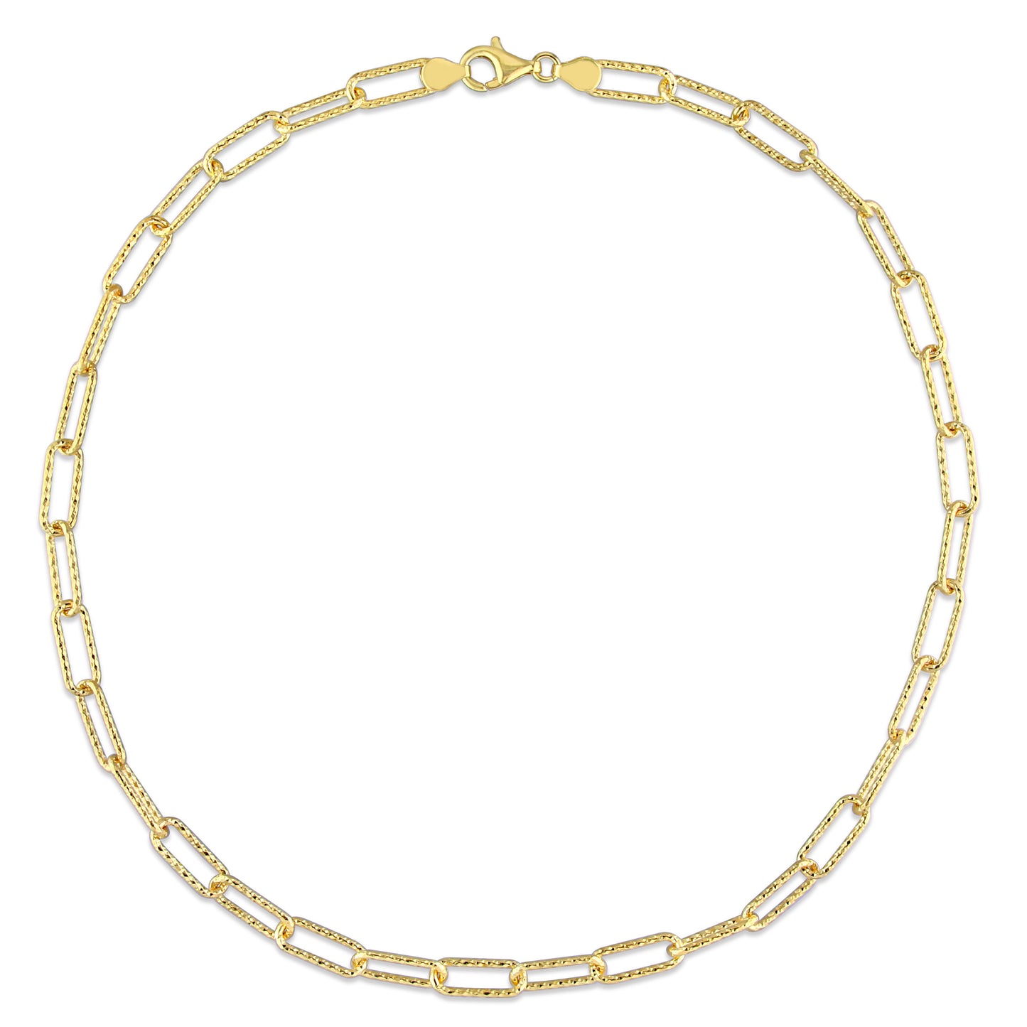 18k Yellow Gold Plated Textured Paperclip Chain in 6mm