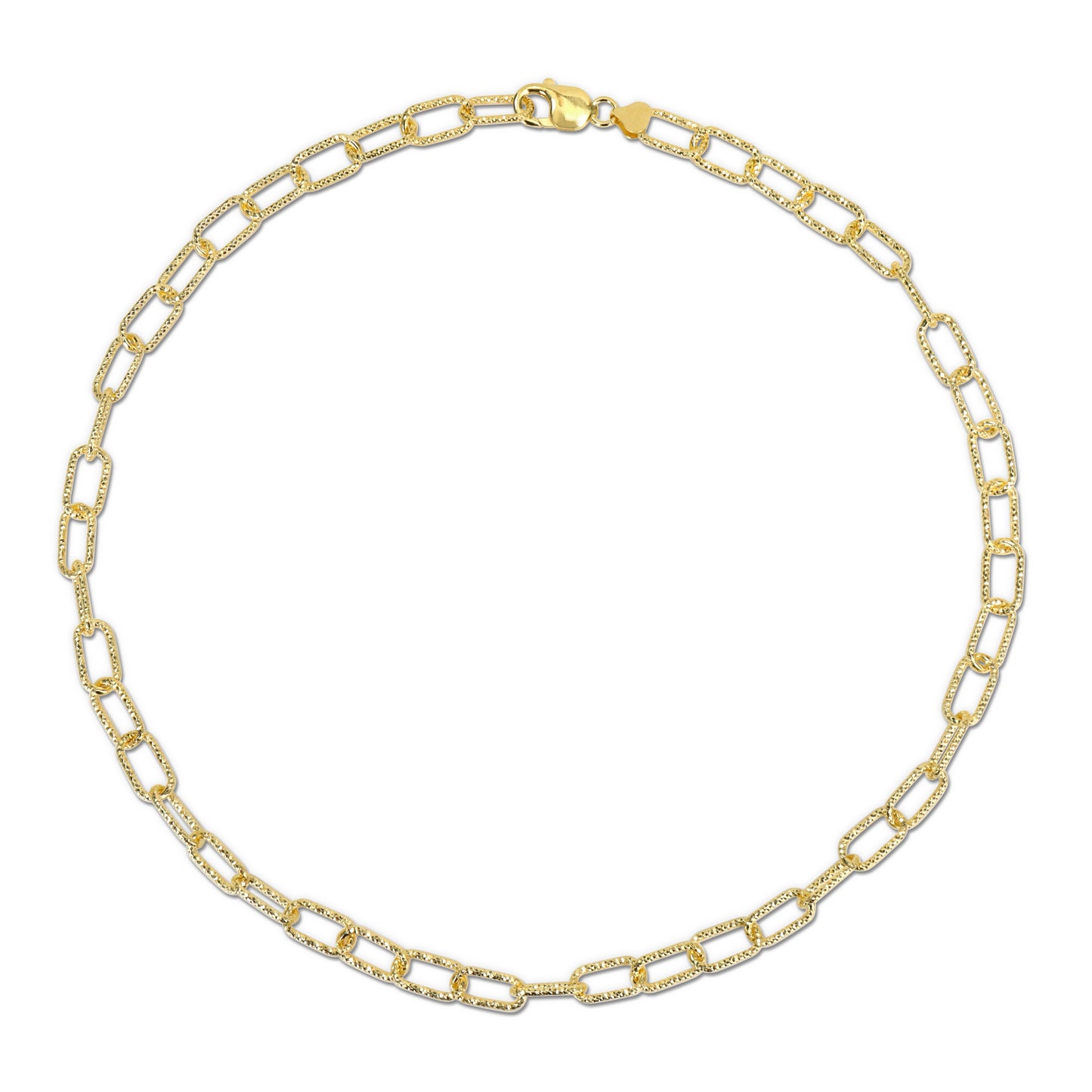 18k Yellow Gold Plated Textured Paperclip Chain in 9.1mm