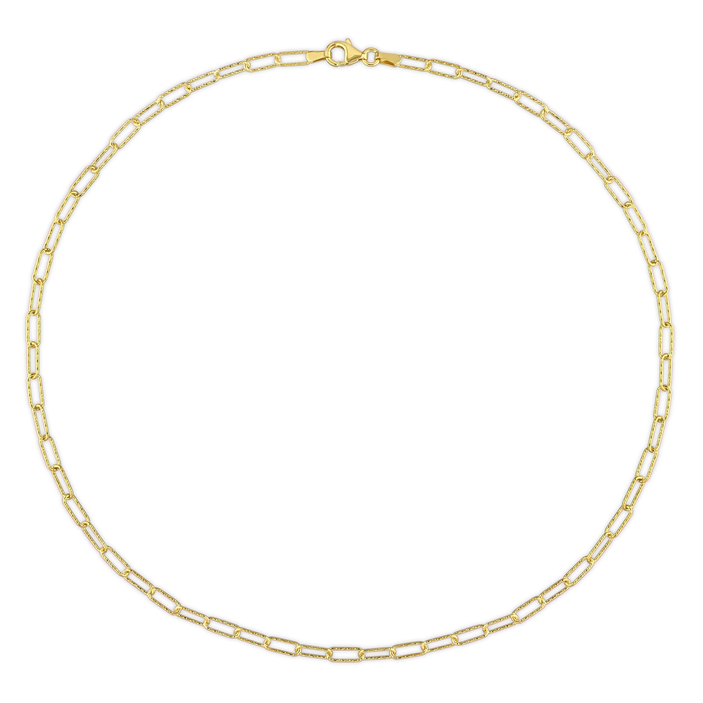 18k Yellow Gold Plated Textured Paperclip Chain in 3mm