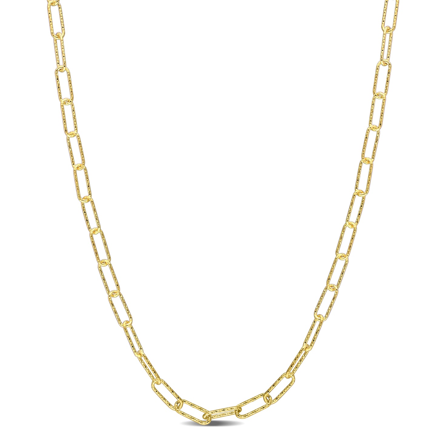 18k Yellow Gold Plated Textured Paperclip Chain in 3mm