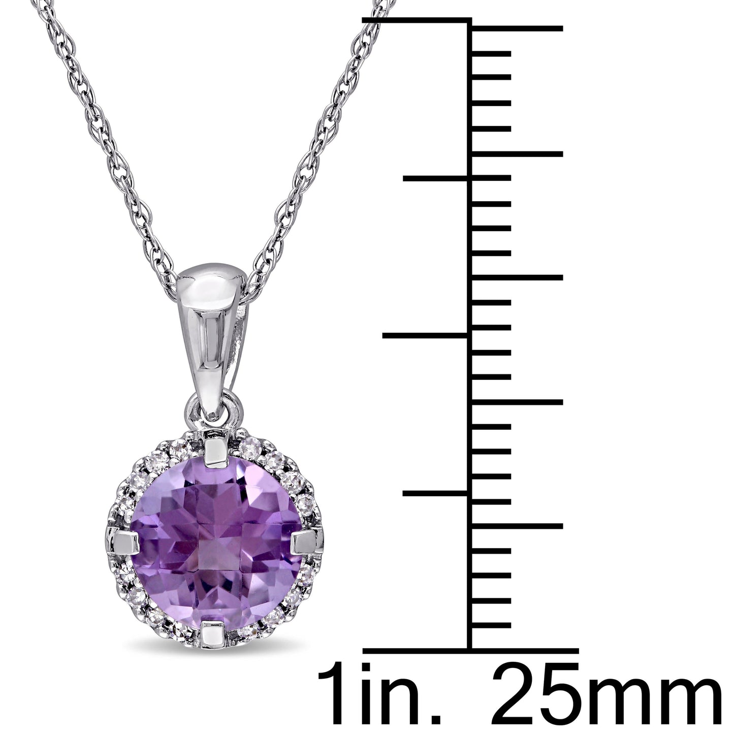 Amethyst & Diamond Halo Necklace