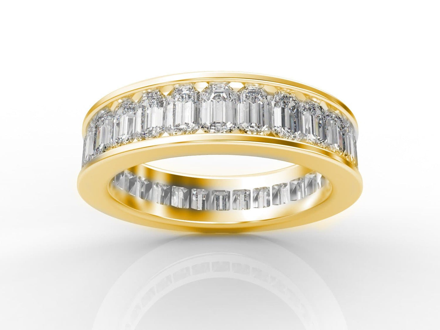 Emerald Cut Channel Set Eternity Ring in 14k Gold