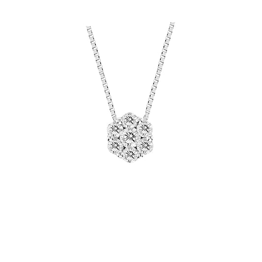 1/4ct Diamond Cluster Necklace in 14k White Gold