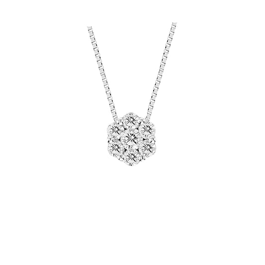 1/3ct Diamond Cluster Necklace in 14k White Gold