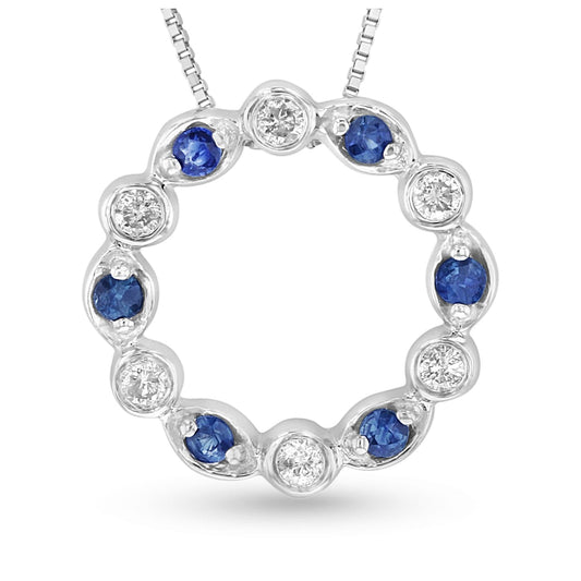 Diamond & Sapphire Circle Necklace