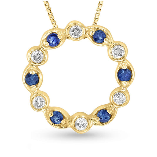 Diamond & Sapphire Circle Necklace