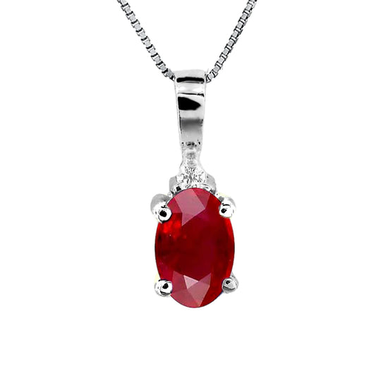 Ruby & Diamond Necklace in 14k White Gold