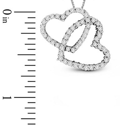 3/4ct Diamond Double Heart-Shaped Pendant 14k White Gold