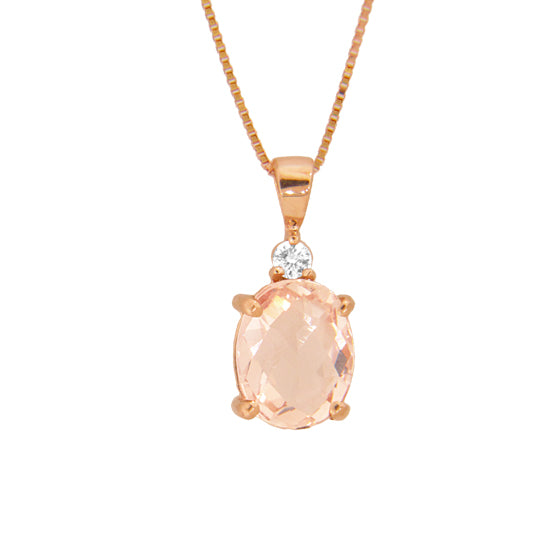 1 8/9ct Morganite Pendant with Diamond Accents in 14k Rose Gold