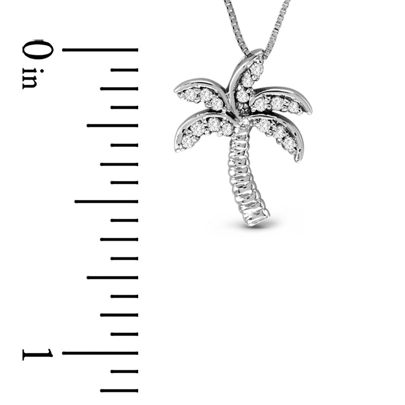1/8ct Diamond Palm Tree Pendant in 14k White Gold