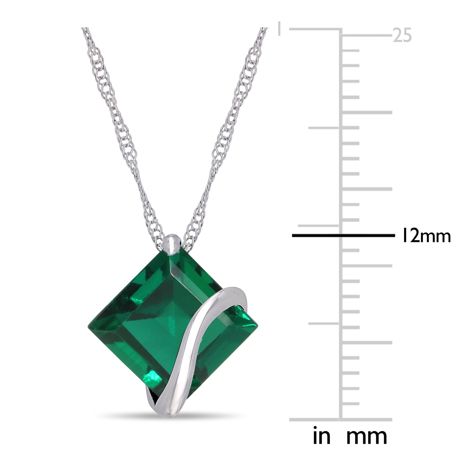 Created Emerald Pendant in 10k White Gold