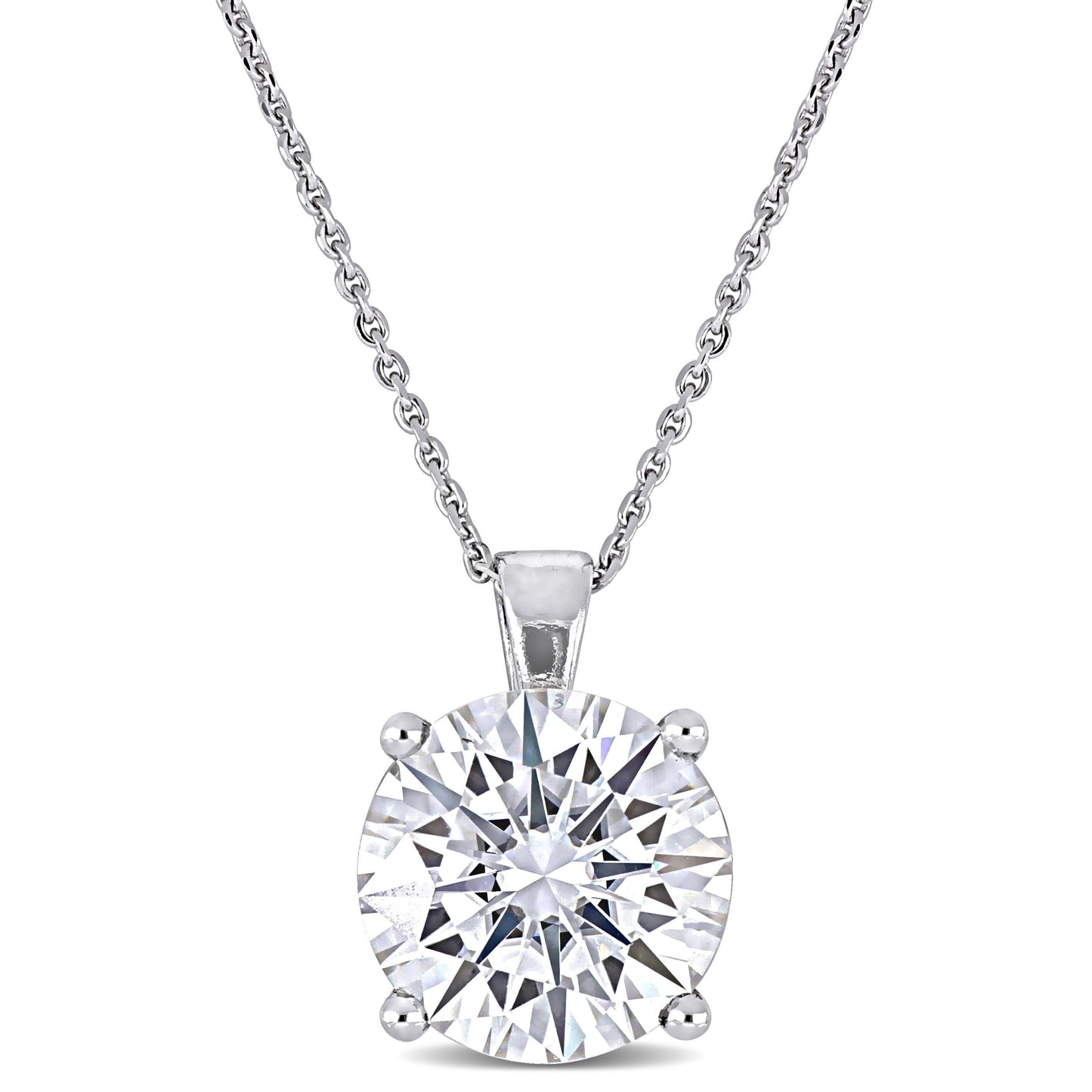 3 3/4ct Moissanite Solitaire Necklace in 14k White Gold