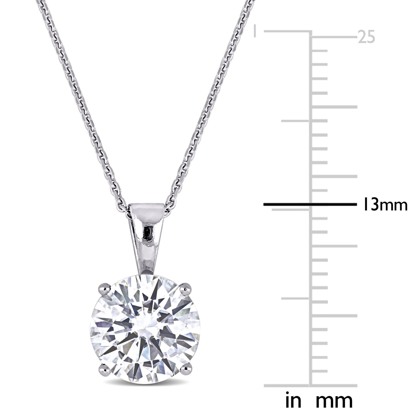 2ct Moissanite Solitaire Necklace in 14 White Gold