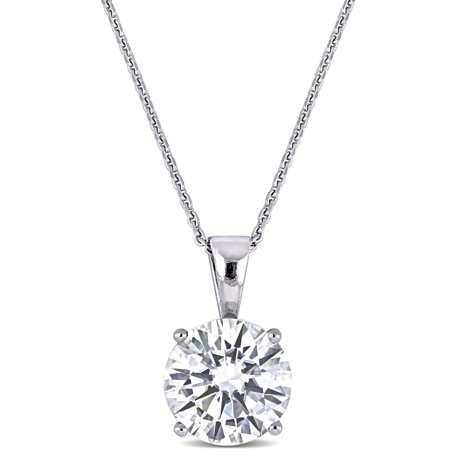 2ct Moissanite Solitaire Necklace in 14 White Gold