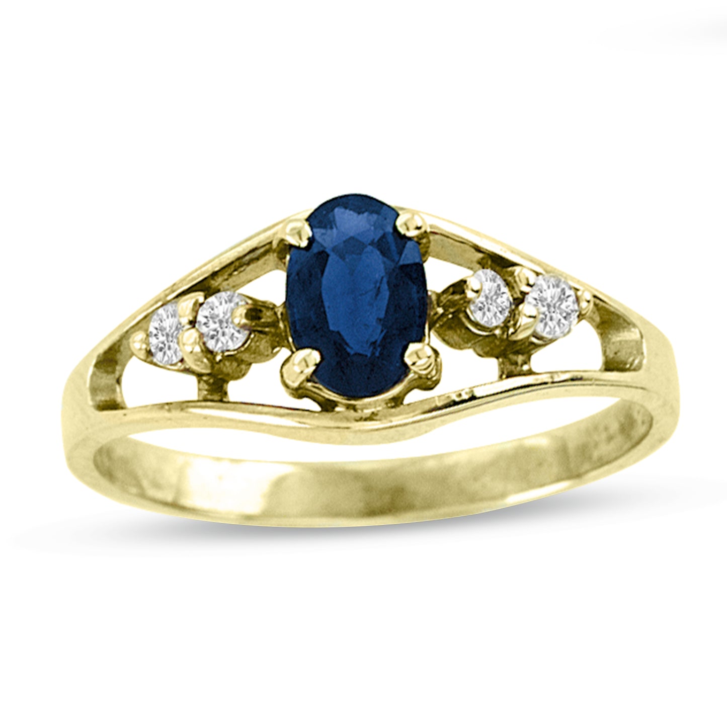 3/5ct Blue Sapphire & Diamond Engagement Ring in 14k Yellow Gold
