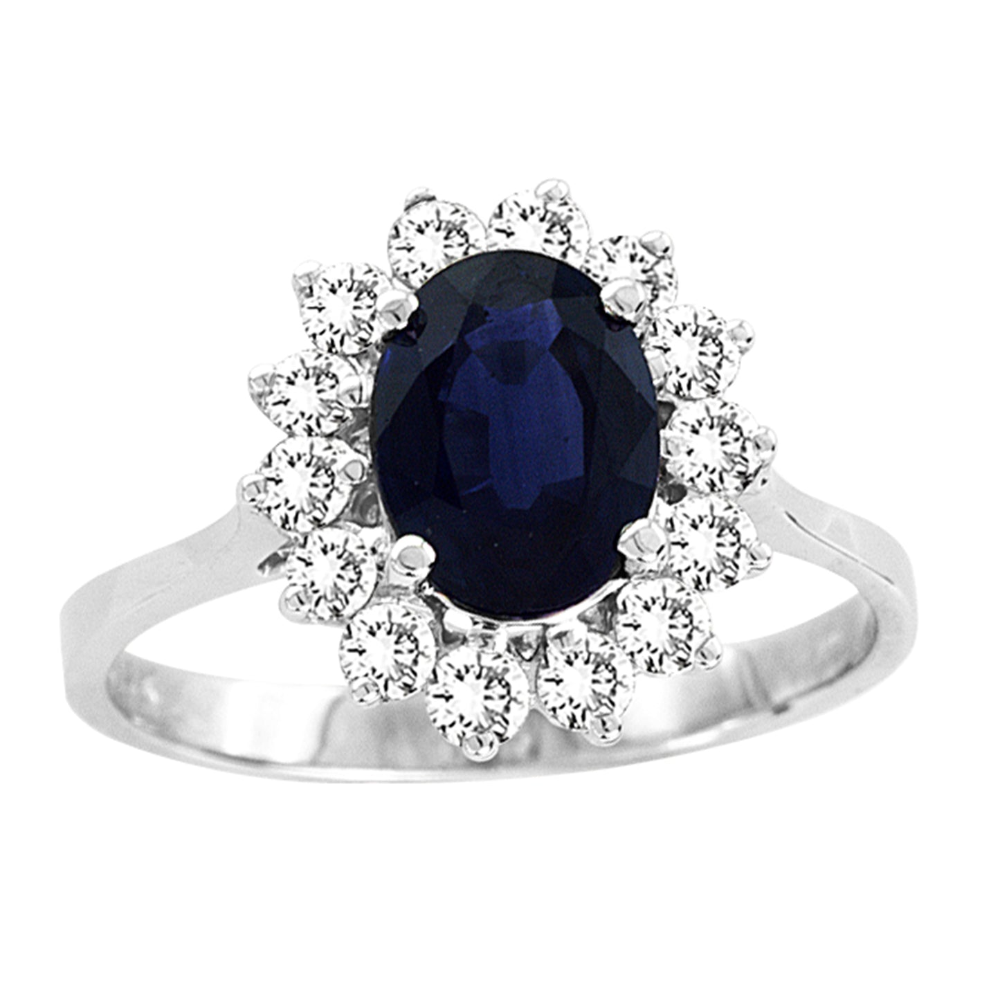 1 7/9ct Blue Sapphire & Diamond Engagement Ring in 14k White Gold