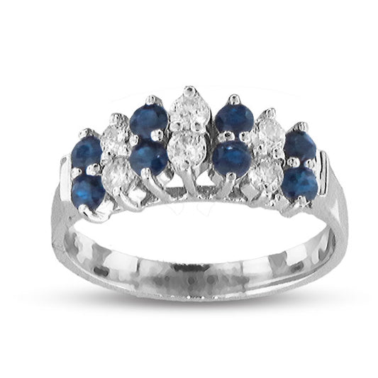 1.0ct Blue Sapphire &Diamond Engagement Ring in 14k White Gold