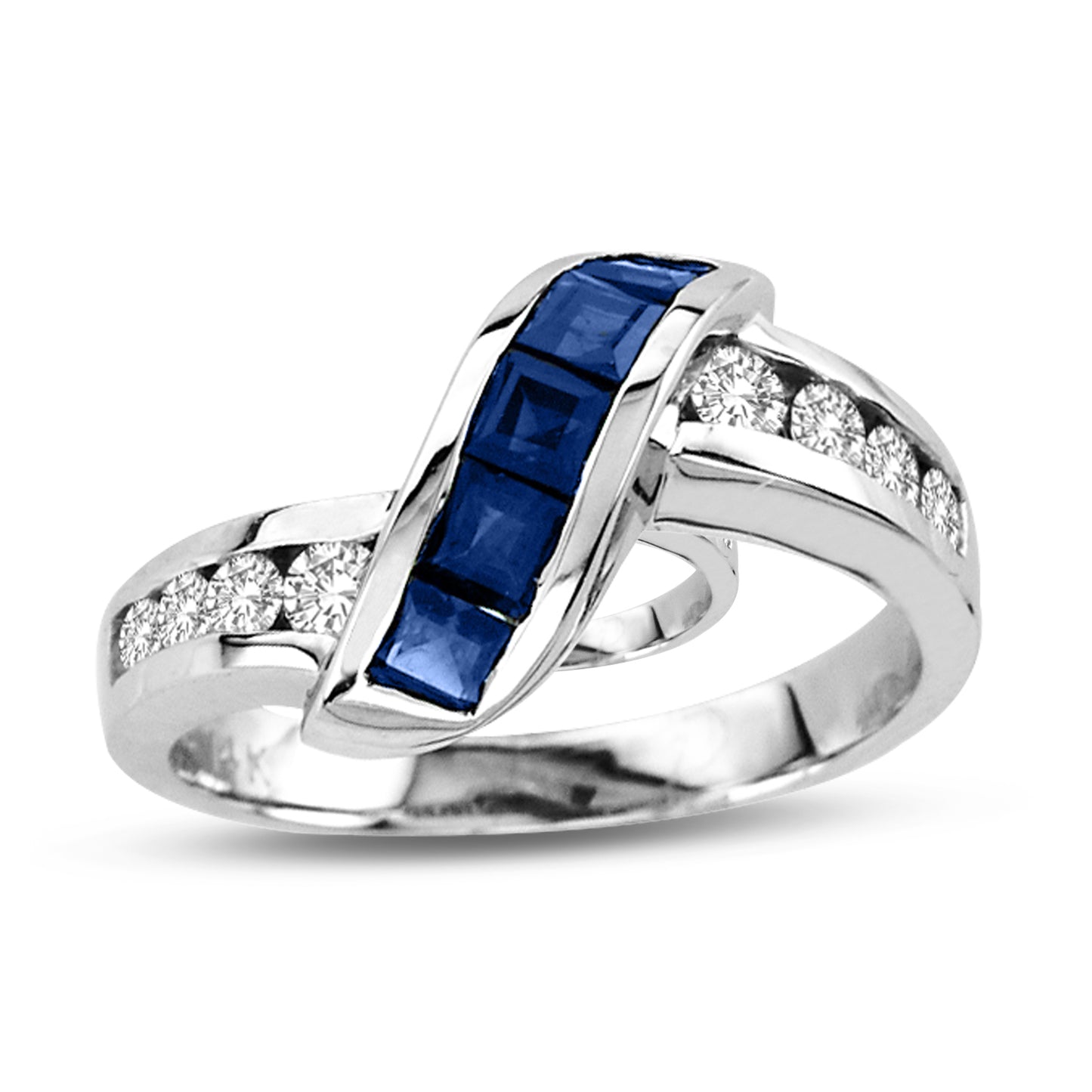 1 1/6ct Blue Sapphire & Diamond Ring in 14k White Gold