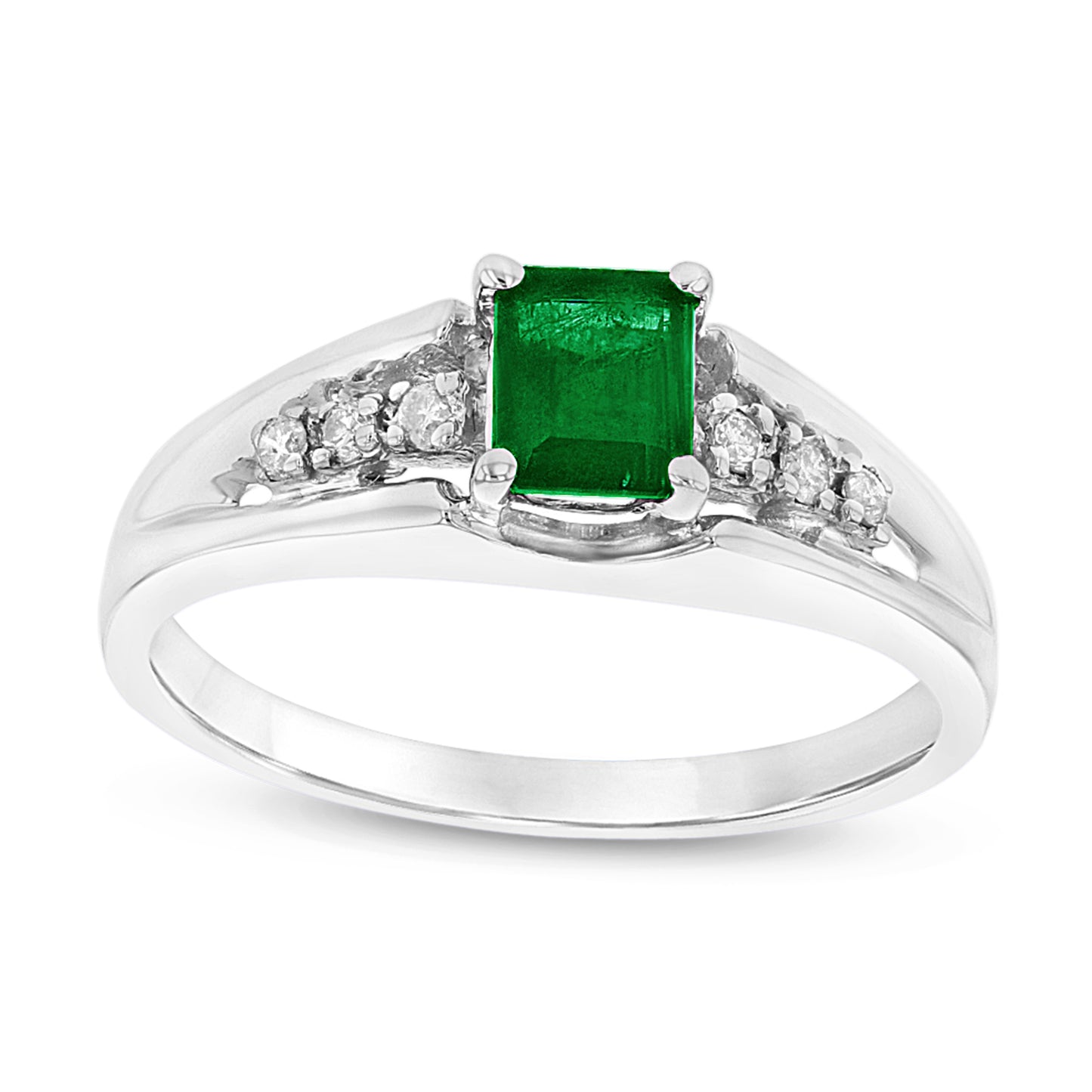 4/7ct Emerald & Diamond Ring in 14k White Gold