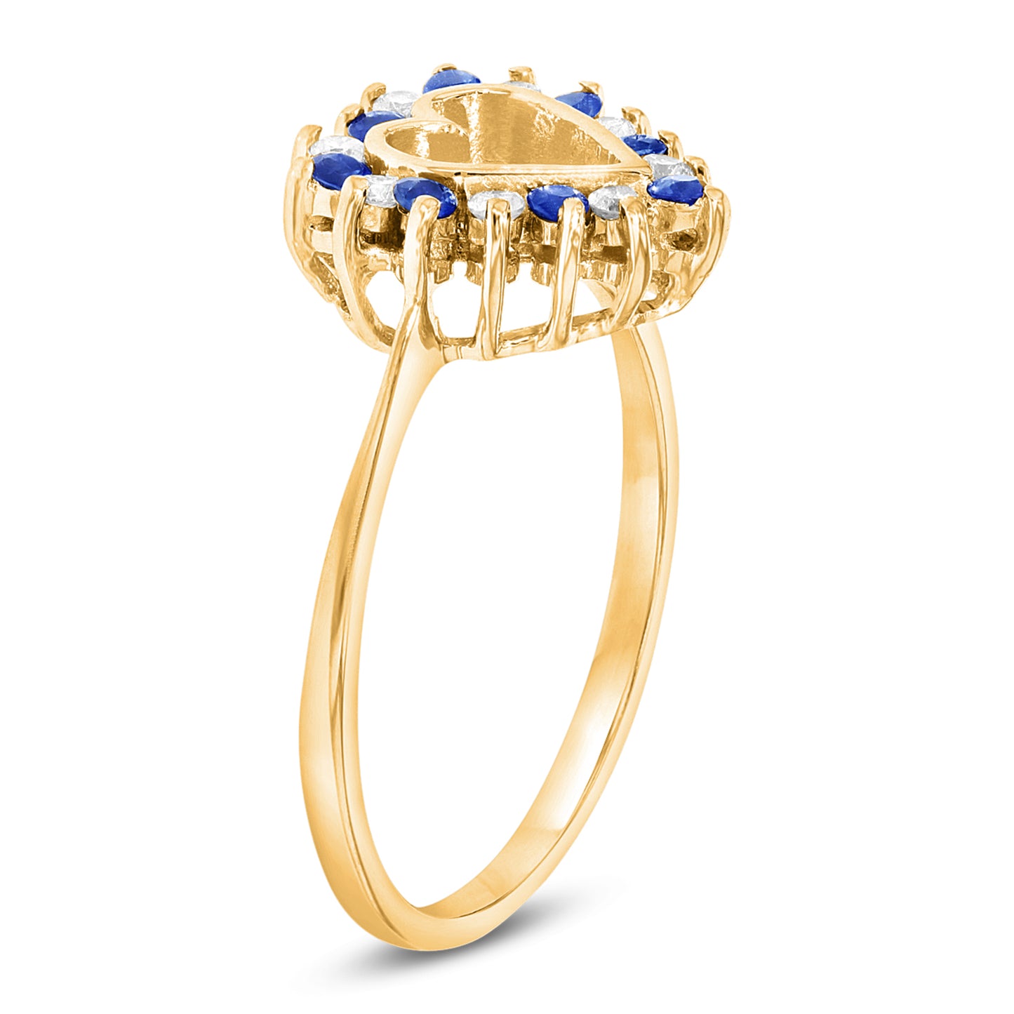1/3ct Blue Sapphire & Diamond Heart Ring in 14k White Gold