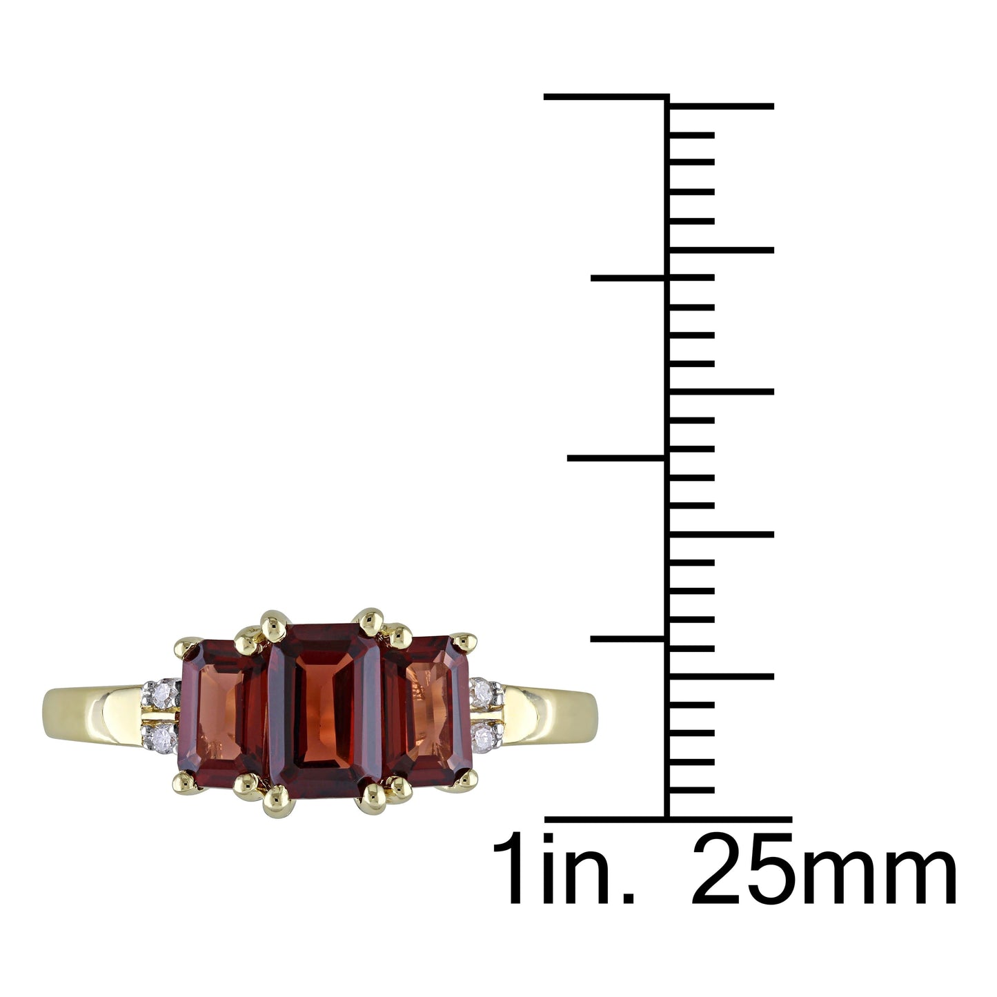 Three Stone Garnet & Diamond Accent Ring